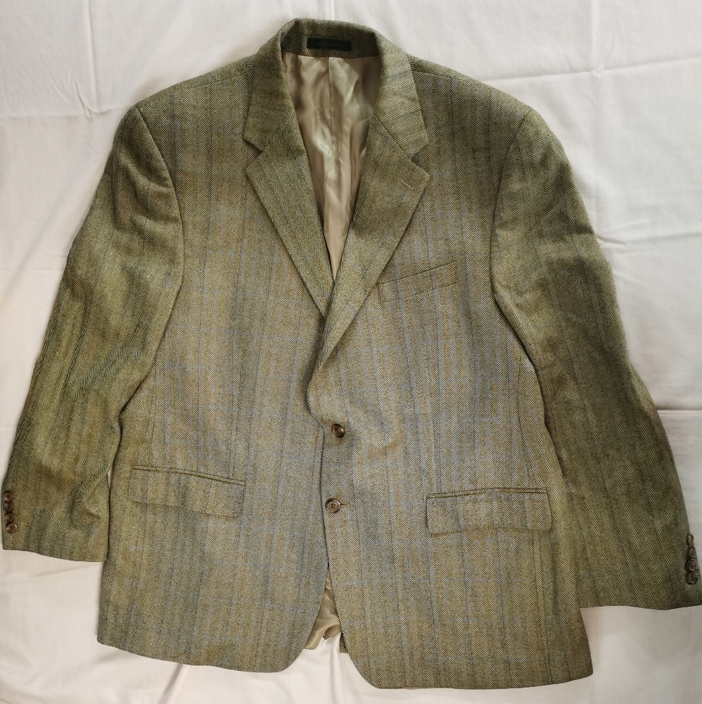Lauren Ralph Lauren Men's Herringbone Tweed Brown 100% Wool Blazer Jacket 48R